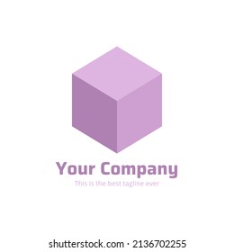 technology company logo - 3d shape box 