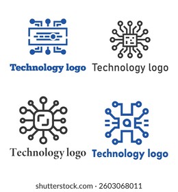 technology company logo different style set