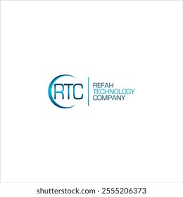 Technology Company logo with the initials RTC in gradient blue and on a white background