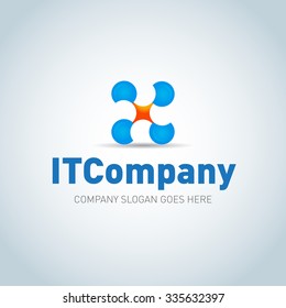 Technology it company logo template. Abstract geometric science logotype, emblem, icon. Vector illustration.