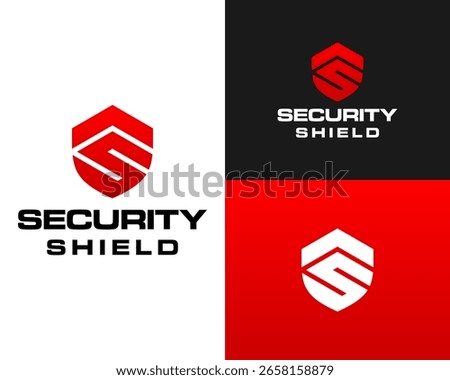 Technology company security shield monogram S letter design logo.

