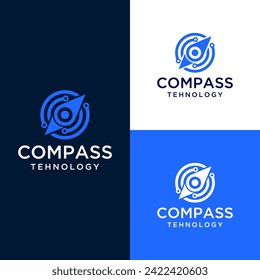 technology compass logo design vector illustration