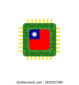 Technology computer chip and Taiwan flag on white background