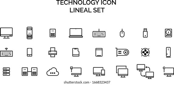 Technology computer icon lineal set