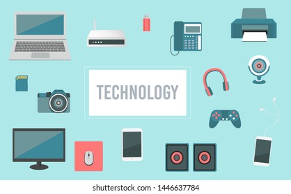technology and computer icons vector set