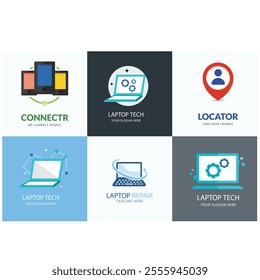 technology computer laptop logo-template design