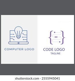 technology computer laptop logo-template design
