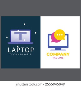technology computer laptop logo-template design