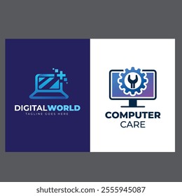 technology computer laptop logo-template design