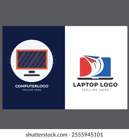 technology computer laptop logo-template design