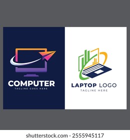 technology computer laptop logo-template design