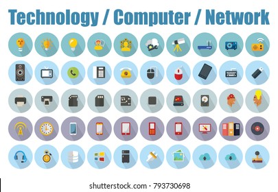 Technology, computer and network icons