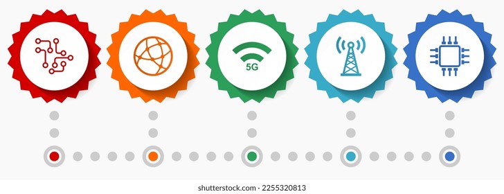 Technology and computer vector icons, electronics flat design web badges collection, business infographic template