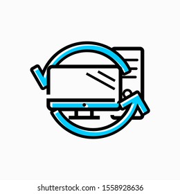 Technology and computers icon, Desktop Personal Computer icon, Synchronizing data, simple Computer icon