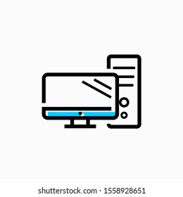 Technology and computers icon, Desktop Personal Computer icon, simple Computer icon