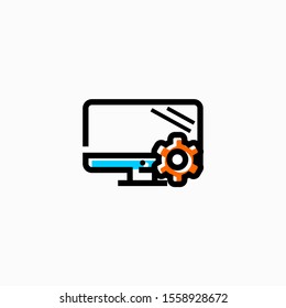 Technology and computers icon, Desktop Personal Computer icon, simple Computer Maintenance Service icon