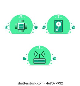 Technology and computing icons set. High-tech images.