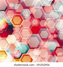 Technology concept abstract futuristic 3d background with vibrant color tones and hexagonal geometric design.