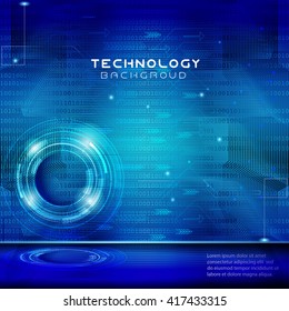 Technology concept abstract futuristic blue lights background.