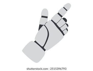 Technology concept. AI concept. Robots hand gesture with pointing finger isolated on white background.