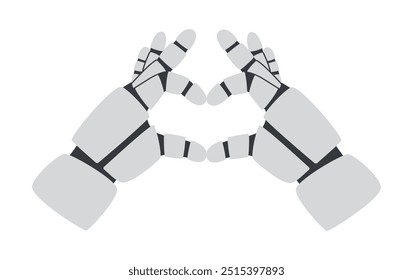 Technology concept. AI concept. Robots hands gesture showing a heart isolated on white background. 