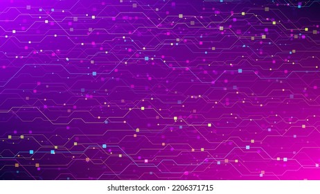 Antecedentes del concepto de tecnología. Tarjeta de circuitos. Ilustración del vector