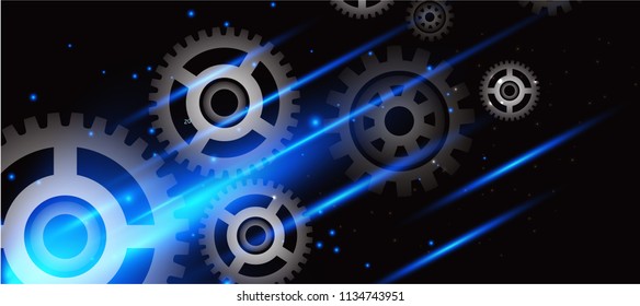 Technology concept background gears decoration spakling light effect