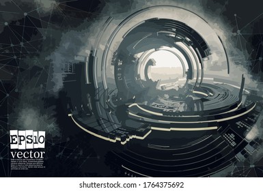 Technology concept background ready for presentation, vector 3d illustration