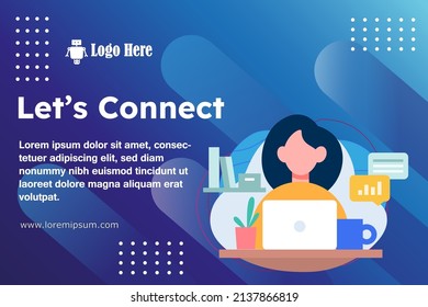 Technology concept  Banner with character. Can use for web banner, infographics, hero images. Flat isometric vector illustration isolated on beautiful blue gradient background.