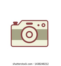 technology concept, camera illustration, red outline design, icon vector.