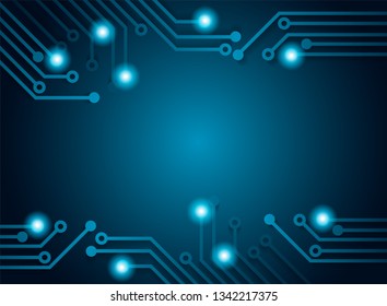 Technology concept.  circuit board, hi tech blue background ,light and shadow .vector.