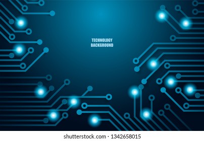 Technology concept.  circuit board, hi tech blue background ,light and shadow .vector.