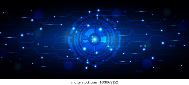 Technology concept Computer circuit board blue background. Vector illustratio