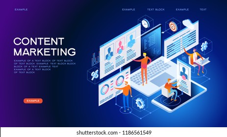 Technology concept. Content marketing strategy web banner. Marketing and sharing of digital content. Technology process of Software development