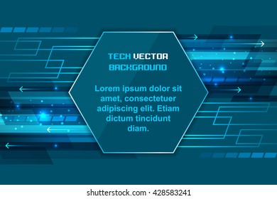 Technology concept design with shiny lines, glitter and arrows. Editable vector illustration.