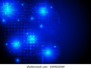 Technology concept. digits number with circuit board and glowing light on dark background
