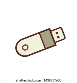 technology concept, flash disk illustration, red outline vector.