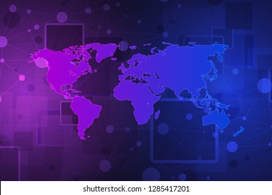 Technology concept. Future cyber technology web services for business and internet project. Geometric abstract background with line and dots. Vector Illustration
