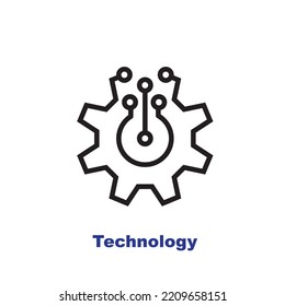 Technology Concept. Gear Icon. Digital Service Logo. Editable Vector.
