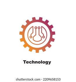 Technology Concept. Gear Icon. Digital Service Logo. Editable Vector.
