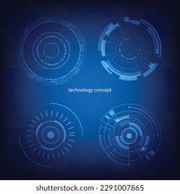 technology concept. HUD Circle User interface on blue background. circle elements for data infographics. set of sci fi modern user interface elements.