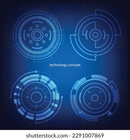 technology concept. HUD Circle User interface on blue background. circle elements for data infographics. set of sci fi modern user interface elements.