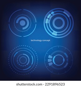 technology concept. HUD Circle User interface on blue background. circle elements for data infographics. set of sci fi modern user interface elements.