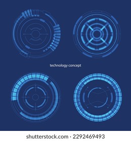 technology concept. HUD Circle User interface on blue background. circle elements for data infographics. set of sci fi modern user interface elements.