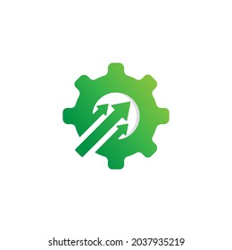 Technology Concept Icon. Cogwheel and Arrow up Symbol. Upgrade Setting Logo Design Template Element