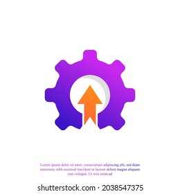 Technology Concept Icon. Cogwheel and Arrow up Symbol. Upgrade Setting Logo Design Template Element