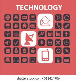 technology concept icons, signs set, vector