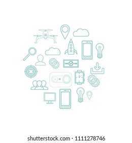 Technology concept illustration in outline style. Perfect for web, banner and creative design. Vector