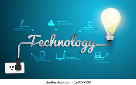 Technology concept modern design template, Creative light bulb idea abstract infographic workflow layout, diagram, step up options, Vector illustration
