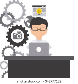 Technology  concept with network icons design, vector illustration 10 eps graphic